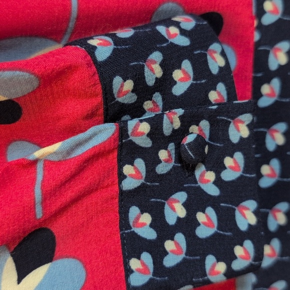 Boden Daisy Dress Women's Size 10 Pink & Blue Pop Peony Geo Floral Midi Colorful - Picture 6 of 9